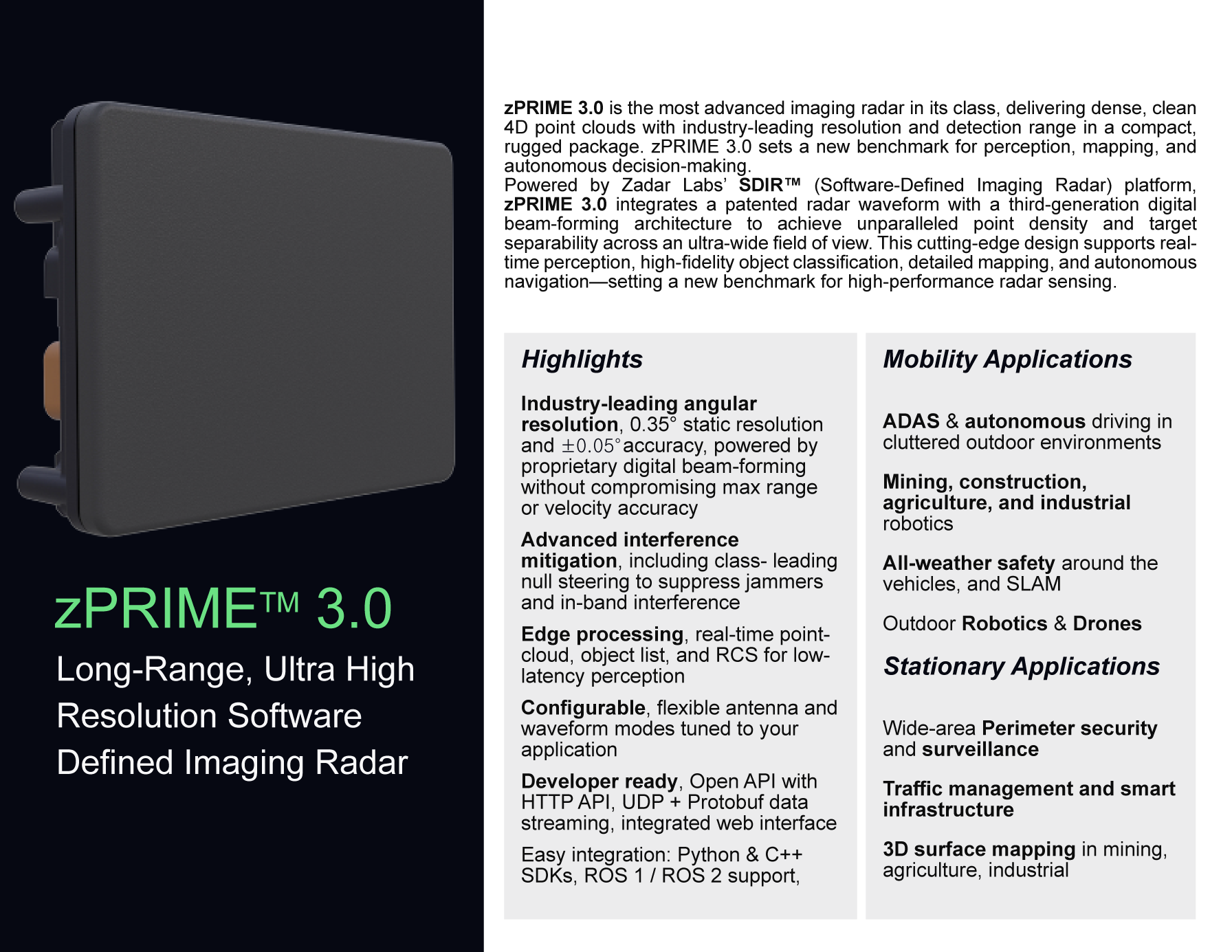 zPRIME 3.0 Datasheet