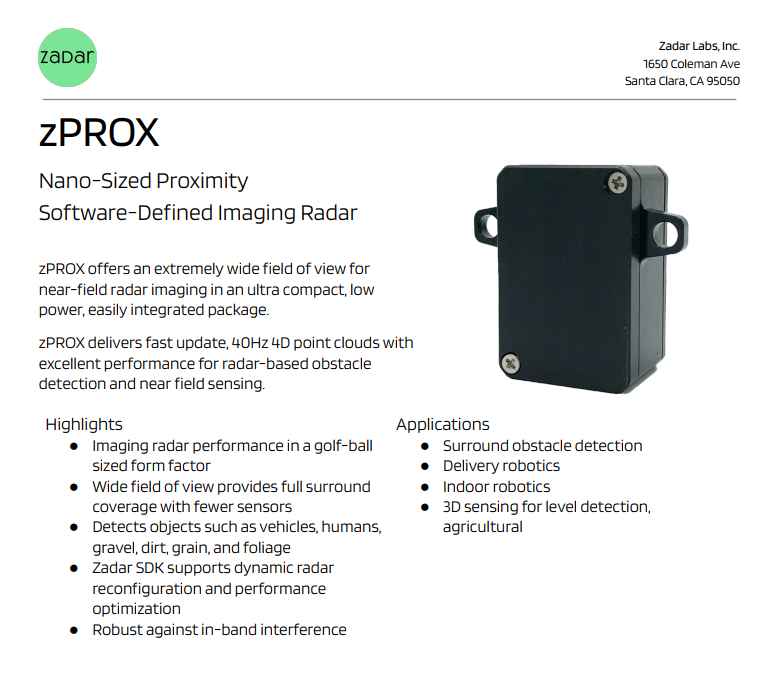 Parking Lot Detection with zPROX